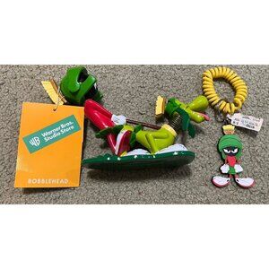 New! Marvin The Martian & K9 Bobblehead Warner Bros Store Excl. 1998 & Keychain!